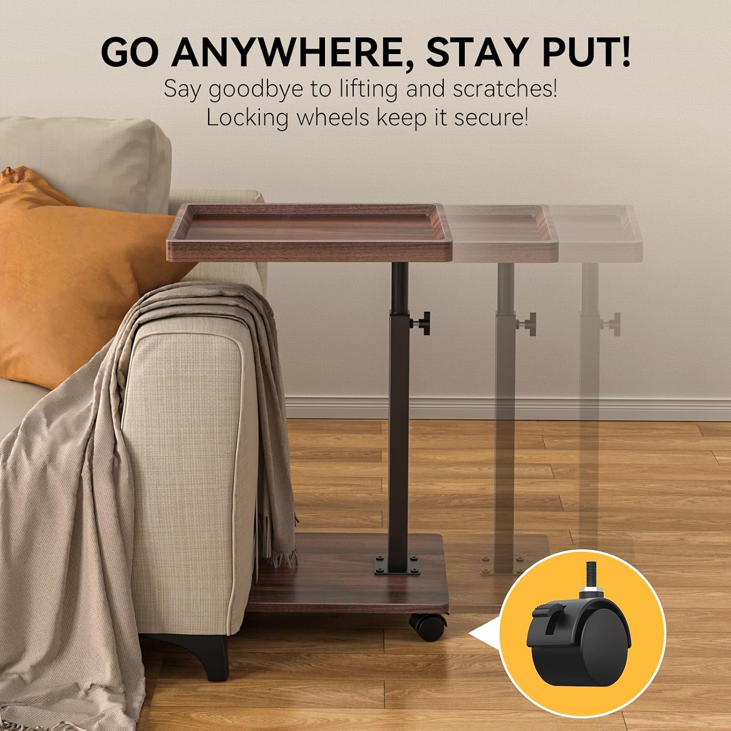XNSDXV™ Adjustable Rolling Side Table